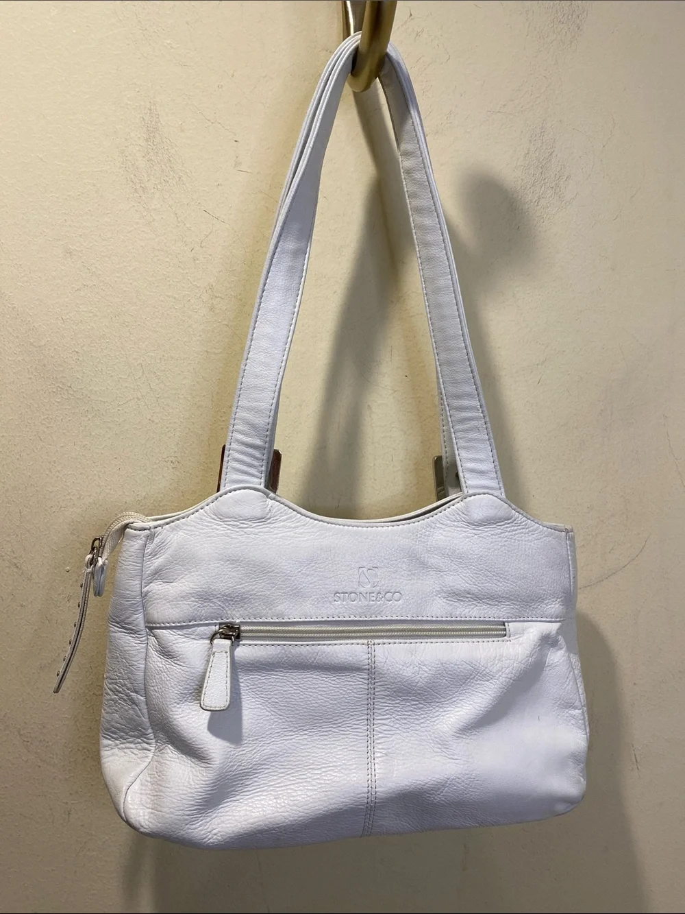 Stone & Co White Leather Shoulder Bag